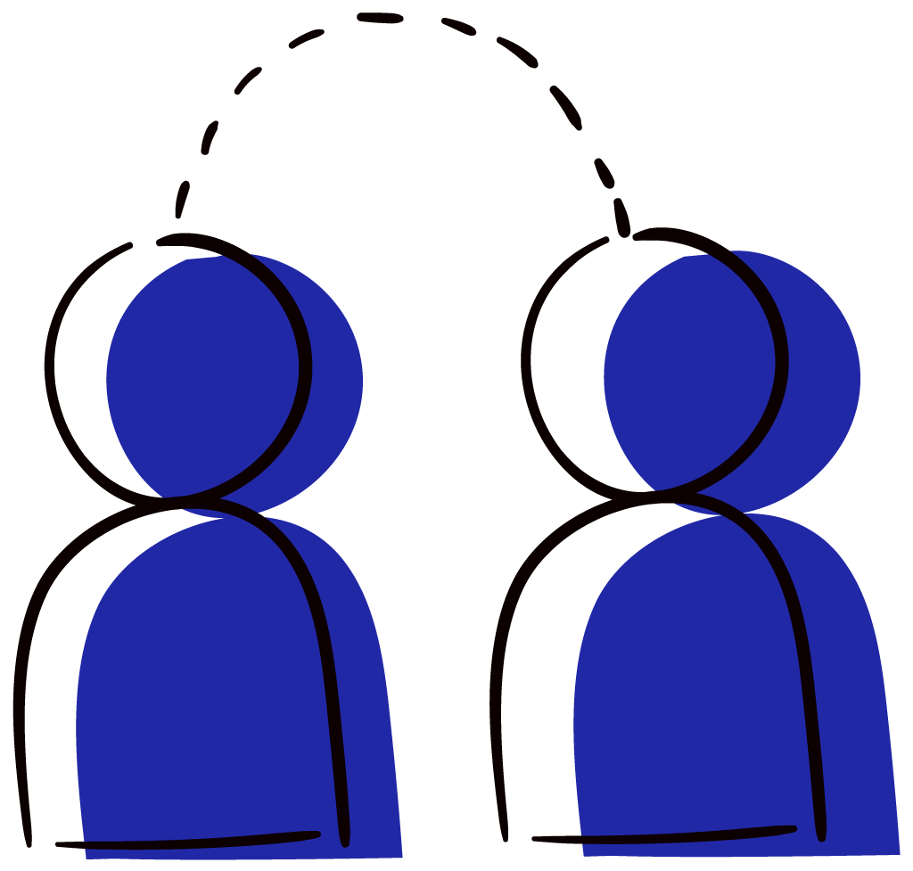 Two people icons connected with a dashed line