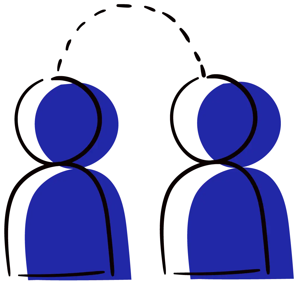 Two people icons connected with a dashed line